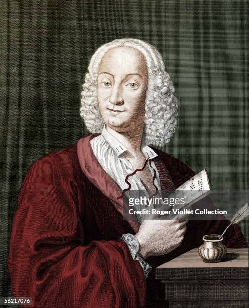 Antonio Vivaldi , Italian composer. National library. Colourized photo.