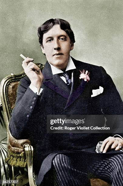 Oscar Wilde , Irish writer. Colourized photo.