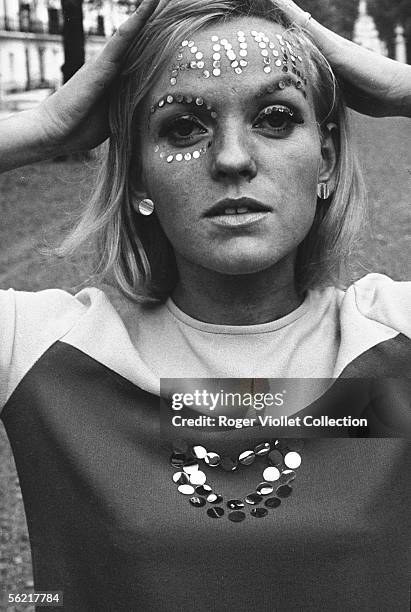 Tattoo with glitter. Annie Nightingale, the first british woman DJ. France, 1965-1968.