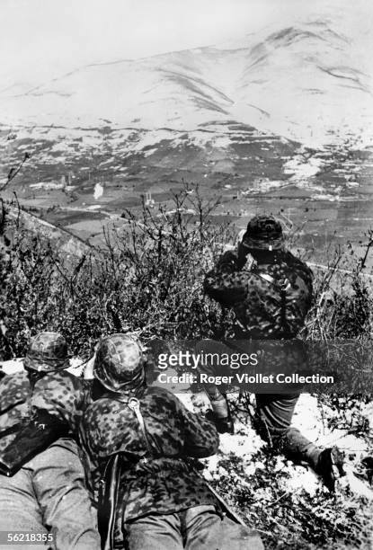 War 1939-1945. Front of Greece. German soldiers in the mountains. April 1941.