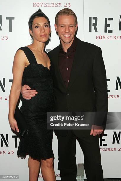 Cybele Pascal and actor Adam Pascal arrives for the premier of the movie "Rent" at the Ziegfeld Theater on November 17, 2005 in New York City.