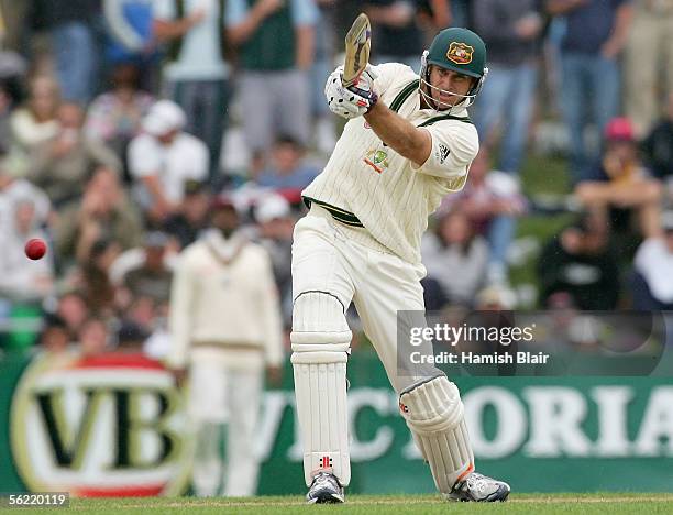 Matthew Hayden of Australia in action during day two of the Second Test between Australia and the West Indies played at Bellerive Oval on November...