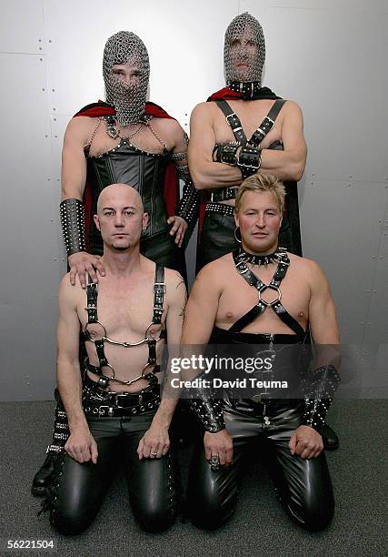 Performers wearing Marquis de Sade fashion designs pose during the 2005 Sexpo at The Exhibition Centre in Southbank November 18, 2005 in Melbourne,...
