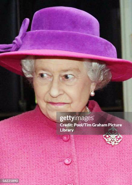 Queen Elizabeth II visits RAF Coltishall to meet air crews and their families on November 17, 2005 in Norfolk, England.