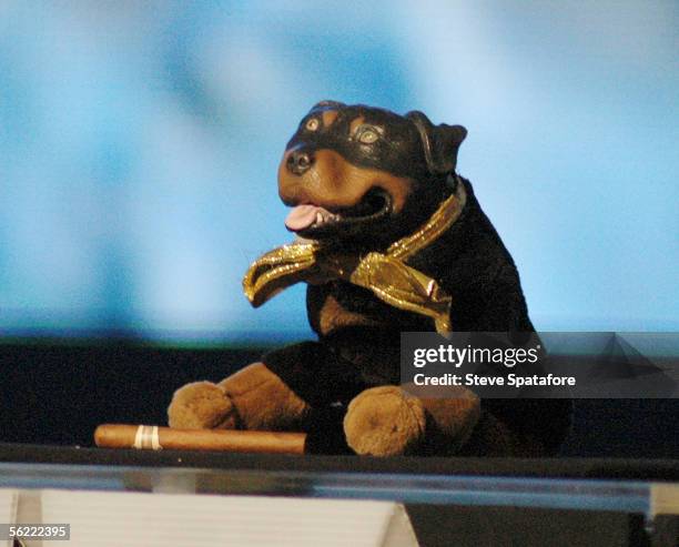 Triumph the Insult Comic Dog performs during the taping of the "Earth to America!" television special at The Colosseum at Caesars Palace November 17,...