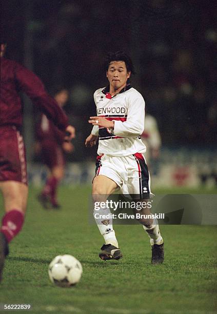 Kazu Miura of Genoa looks to reach the ball during the Serie A match between Reginna and Genoa held on February 5, 1995 in Reginna, Italy. Reginna...