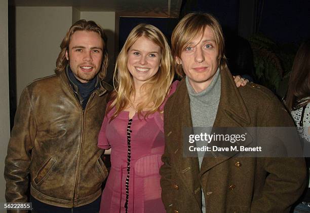 Ace Lawson, Alice Eve and Crispian Mills attend the aftershow party followlng the UK Premiere of "Stoned," at Century on November 17, 2005 in London,...