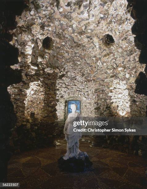 The Shell House at Curraghmore, County Waterford, a grotto entirely encrusted with seashells, 1990s. The statue of Catherine, Countess of Tyrone...