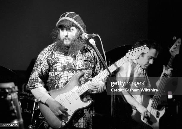 English blues guitarist and former member of Fleetwood Mac, Peter Green on stage at the Mean Fiddler, London, February 1985.