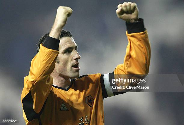 Mark Kennedy of Wolves celebrates at the end of the match during the Coca-Cola Championship match between Derby County and Wolverhampton Wanderers at...