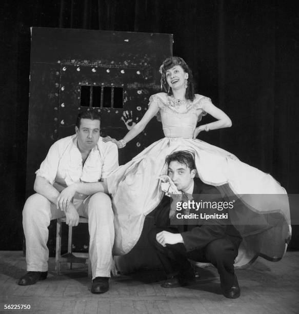 Jean Carmet in "Les Branquignols". Paris, La Bruyere theatre, april 1948.