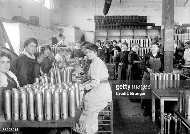 World War I. Women working in an ammunitions factory. France.