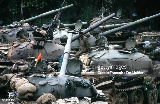 Fall of Addis Ababa . Russian tanks T54. On 1991.
