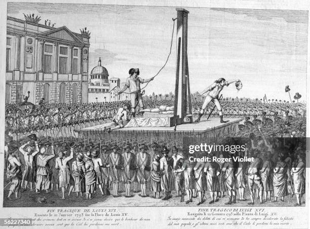 Execution of Louis XVI, on January 21, 1793. Engraving of Bibliotheque historique de la Ville de Paris.