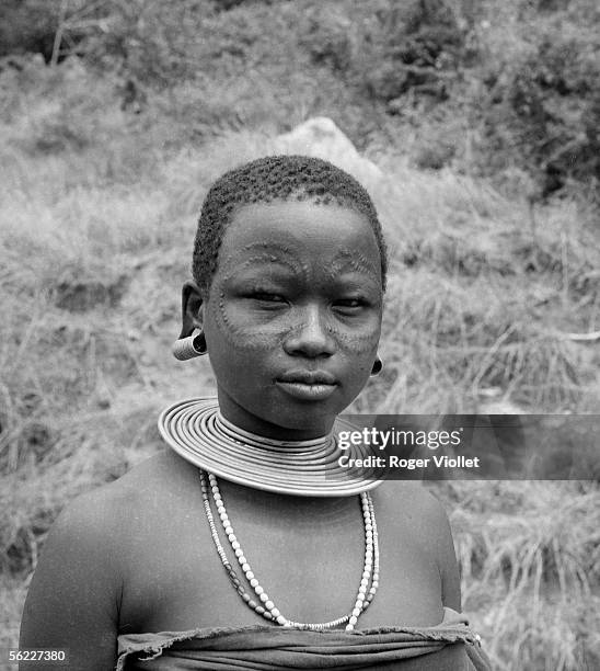 Massais woman with scarifications. Tanzania, about 1970.