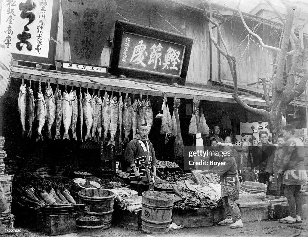 Fishmonger smoked and salted in Kanagawa's region.