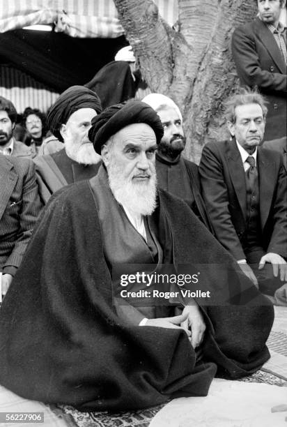 Ayatollah Khomeyni , Iranian spiritual chief, in exile in Neauphle-le-Chateau . January 3, 1979.