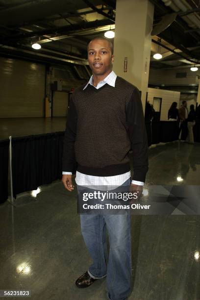 Sebastian Telfair of the Portland Trail Blazers arrives for the game against the Detroit Pistons on November 11, 2005 at the Rose Garden Arena in...