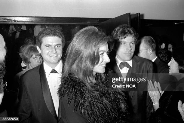 Claude Lelouch, Anouk Aime and Pierre Barouh at the showing of "Un homme et une Femme" at the Festival of Cannes 1966. HA-1768-21.