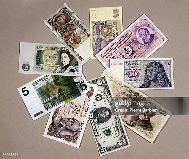 Banknotes of different countries.