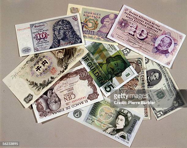 Banknotes of different countries.
