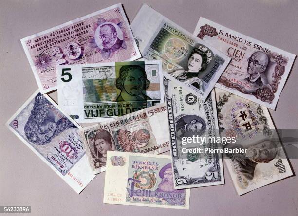 Banknotes of different countries.