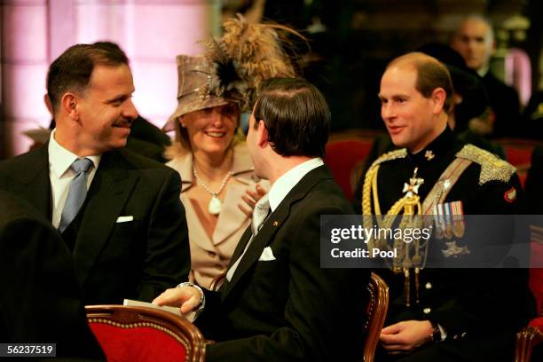 Prince Feisal Bin Al Hussein of Jordan, Sophie Rhys-Jones, Countess of Wessex, Guillame of Luxemburg and Prince Edward, Earl of Wessex attend Mass in...