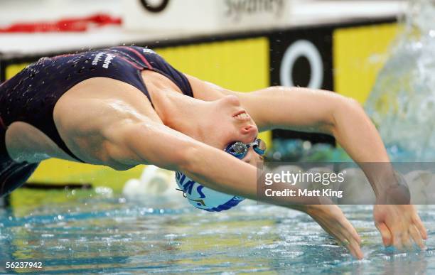 Giaan Rooney of Australia in action in the Womens 50m Backstroke Final during day one of the FINA World Cup at the Sydney Olympic Aquatic Centre...
