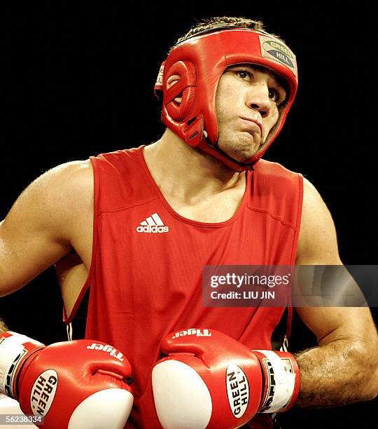 Alekseev Alexander of Russia stands in the ring ahead of the 91kg category semi-final against Alexander Povernov of Germany during the 13th World...