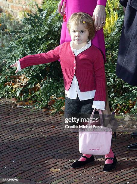 Dutch Princess Eloise leaves the baptism of Dutch Princess Alexia on November 19, 2005 in Wassenaar, The Netherlands. The second daughter of HRH...