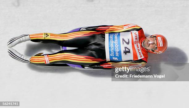 Georg Hackl of Germany in action during the Viessmann Men Luge World Cup on November 20, 2005 in Cesana Pariol near Turin, Italy. The competition...