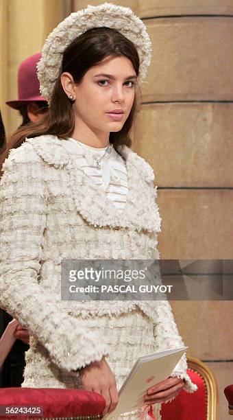 Charlotte Casiraghi, daughter of Princess Caroline of Hanover, attends the Pontifical Mass for the investiture of Albert II of Monaco, celebrated in...