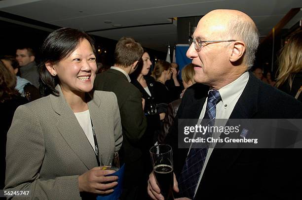 Penny Yao, a development manager at the AFI Silver Theatre & Cultural Center and Mel Tull, a Montgomery County, MD official enjoy a reception prior...
