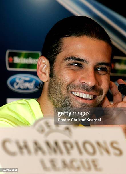 Rafael Marquez smiles during the Champions League FC Barcelona press conference on November 21, 2005 in Barcelona, Spain. The match between FC...