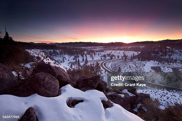 glenshire sunset at the union pacific railroad, truckee - truckee fotografías e imágenes de stock