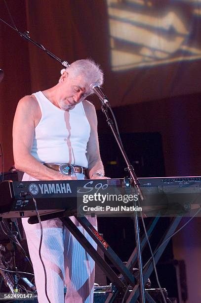British Blues musician John Mayall performs on stage in Grant Park, Chicago, Illinois, June 9, 2005.