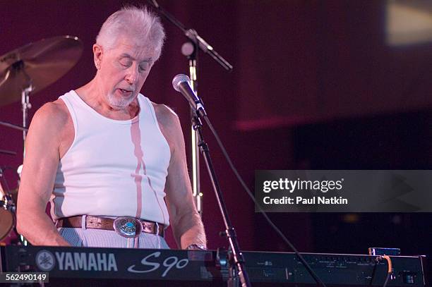 British Blues musician John Mayall performs on stage in Grant Park, Chicago, Illinois, June 9, 2005.