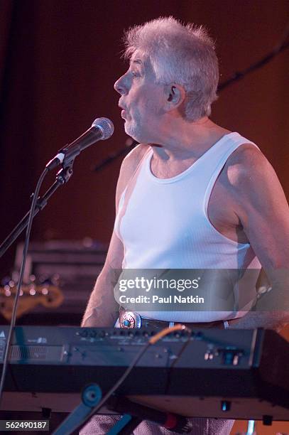 British Blues musician John Mayall performs on stage in Grant Park, Chicago, Illinois, June 9, 2005.