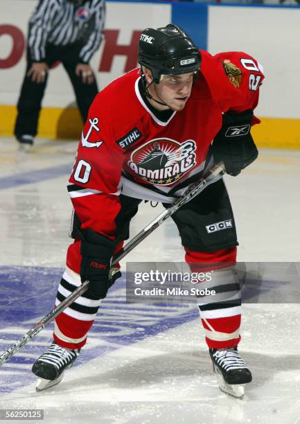 James Wisniewski of the Norfolk Admirals skates during the game with the Bridgeport Sound Tigers November 2, 2005 in Bridgeport, Connecticut. The...