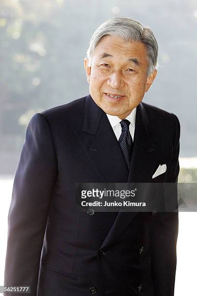 Japanese Emperor Akihito is seen after seeing off Russian President Vladimir Putin at the Imperial Palace on November 22, 2005 in Tokyo, Japan. Putin...