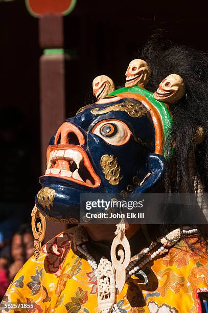 masked temple dancer - thyangboche monastery stock pictures, royalty-free photos & images