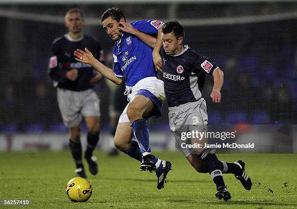 Jimmy Juan of Ipswich battles with Nicky Shorey of Reading during the Coca Cola Championship match between Ipswich Town and Reading at Portman Road...