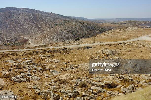 rocky landscape in the judaean hills - judaean stock pictures, royalty-free photos & images