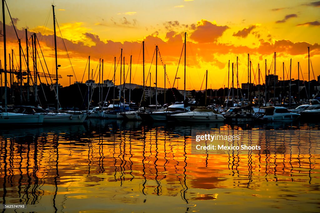 Yachts at sunset in Antibes