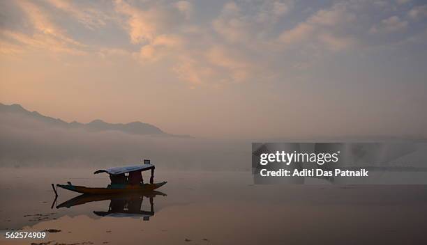 boat on dal lake - lago dal fotografías e imágenes de stock