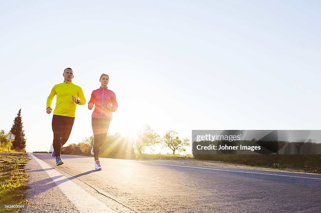 Young couple jogging