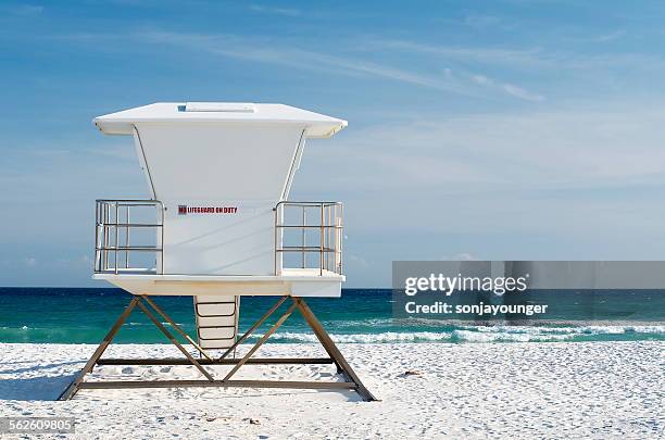 lifeguard tower on the beach, navarre, florida, usa - lifeguard tower stock pictures, royalty-free photos & images