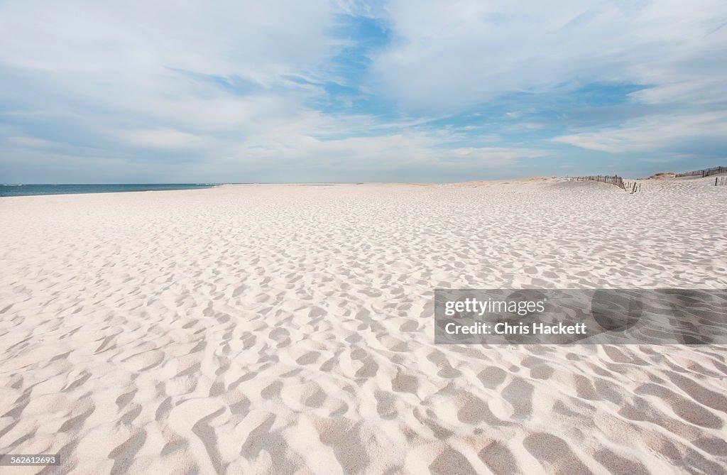 USA, Massachusetts, Chatham, Lighthouse Beach, Footprints on beach