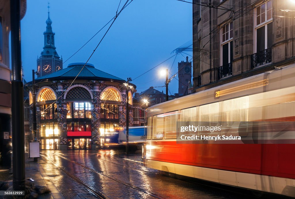 Netherlands, South Holland, Hague, Street scene at sunrise