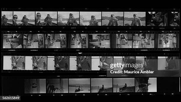 Contact sheet depicting Roberta Cowell, March 1954. Roberta was a Spitfire pilot, prisoner-of-war, racing motorist, husband and father of two, she...